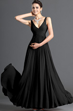 Clearance Sale ! 2012 New Elegant V-cut Evening Dress  Black