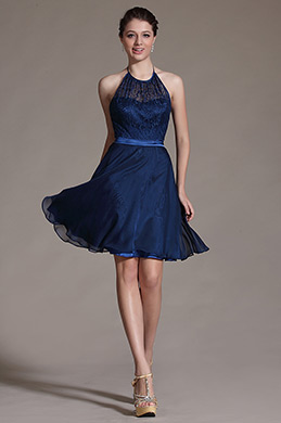 2014 Novedad Azul marino Halter Vestido de dama de honor  Vestido de cóctel