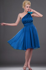 Clearance Sale ! Blue One-shoulder Cocktail Dress --Size UK8