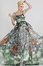Printed Silk Chiffon Evening Dress
