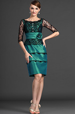 Graceful Manche Courte Dentelle Noire Robe de Maman