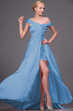 2011 New Charming Off Shoulder Evening Dress with slit