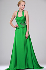 New Stylish Halter Green Evening Gown