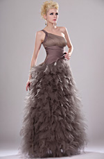 New Amazing Pleated One Shoulder Prom Gown