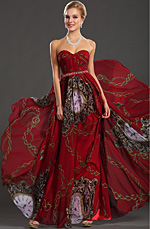 New Strapless Classical Printed Fabric Evening Dress