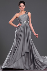 Clearance Sale! Gray One-Shoulder Evening Dress--Size UK20