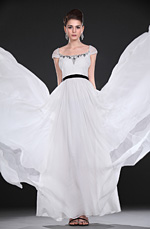 New Beaded Elegant White Evening Dress