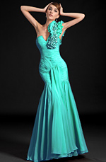 Clearance Sale ! Fabulous One Shoulder Fully Ruched Bodice Evening Dress
