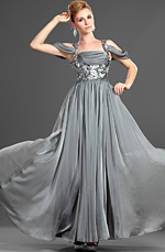 Nuevo De Moda Gris Con lentejuelas Largo  Vestido de Noche