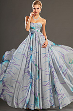 New Gorgeous Printed Strapless Evening Dress