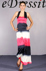 Halter Gradient Color Evening Dress