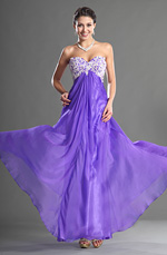 Sweetheart Strapless Purple Evening Dress