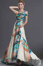 New Fabulous One Shoulder 100% Silk Evening Dress
