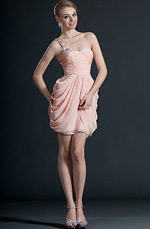 Sweety One Shoulder Pink Cocktail Dress Party Dress