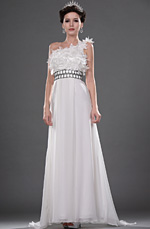 Elegant White One Shoulder Wedding Dress