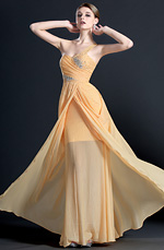 One Shoulder Pleated Evening Dress