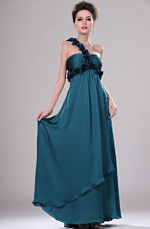 Amazing One Shoulder Evening Dress with Flowers