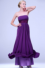 New Purple Strapless Full Length Evening Dress