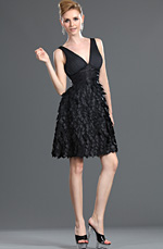 New V-neck Black Party Dress