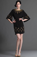 Elegant Sleeves Black Party Dress Day Dress