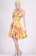 Halter  V-Schnitt floral Cocktail Kleid