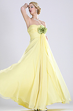 Trägerlos Elegant Blume scharmant gelb Abendkleid Trägerlos Elegant Blume scharmant gelb Abendkleid