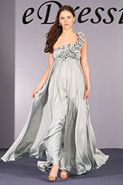 Elegant Single Rose Shoulder Evening Dress Elegant Single Rose Shoulder Evening Dress