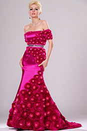 Stylish Hand-made flowers Evening Dress