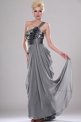 Shimmering One Shoulder Evening Dress with Sequins Shimmering One Shoulder Evening Dress with Sequins