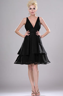 Sexy Little Black V-neck Party Dress