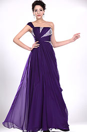 Fabulous Purple One Shoulder Evening Dress