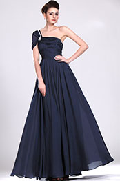 Elegante Adornos Solo hombro Azul oscuro Vestido de noche Largo Elegante Adornos Solo hombro Azul oscuro Vestido de noche Largo