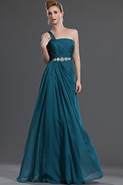 Neu Scharmant Ein-Schulter Blau Abendkleid