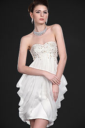 New Pure Strapless Party Dress with detachable train