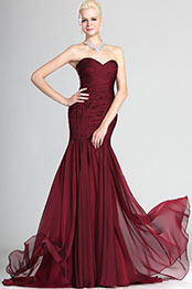 Celebrity Red Strapless Evening Dress