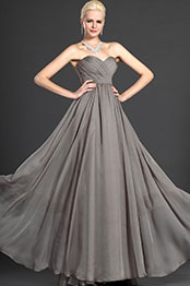 Gris Escote de Cariño Sin Tirante Vestido de Noche Largo