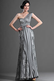 Fabulous Gray One Shoulder Evening Dress