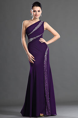 Charmante Bretelle Seule Violette Robe de Soiree Charmante Bretelle Seule Violette Robe de Soiree