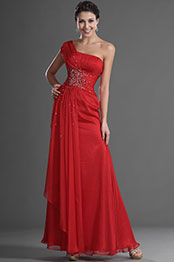 Stylish Red Single Shoulder Evening Dress