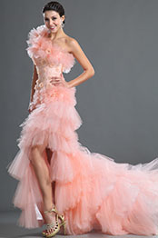 Ein Schulter Rosa Blumen Abendkleid