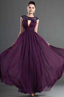 Tiefer V-Ausschnitt Lila Abendkleid Tiefer V-Ausschnitt Lila Abendkleid