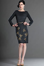 Nouvelle arrivée Manches Longues Noire Robe de Journée