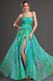 New Elegent High split Printed Fabric Evening Dress New Elegent High split Printed Fabric Evening Dress