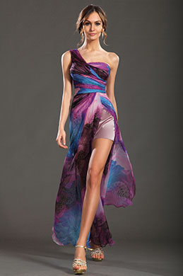 New Gorgeous Printed One Shoulder Evening Dress