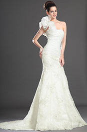 Lordly  One Shoulder Lace Wedding Dress