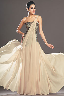 New One Shoulder Stylish Evening Dress