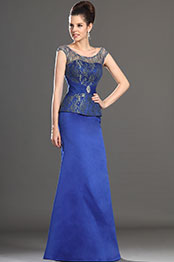 Nouveautés Elégant Dentelle Bleu Robe Mère de Mariée