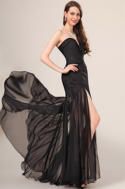 Schick Faltig Oberkörper Schwarz Abendkleid Schick Faltig Oberkörper Schwarz Abendkleid