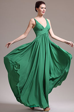 Nouveauté Adorable Verte Sexy V-décolleté Robe de Soirée