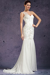 New One Shoulder Fabulous Evening Dress Wedding Gown